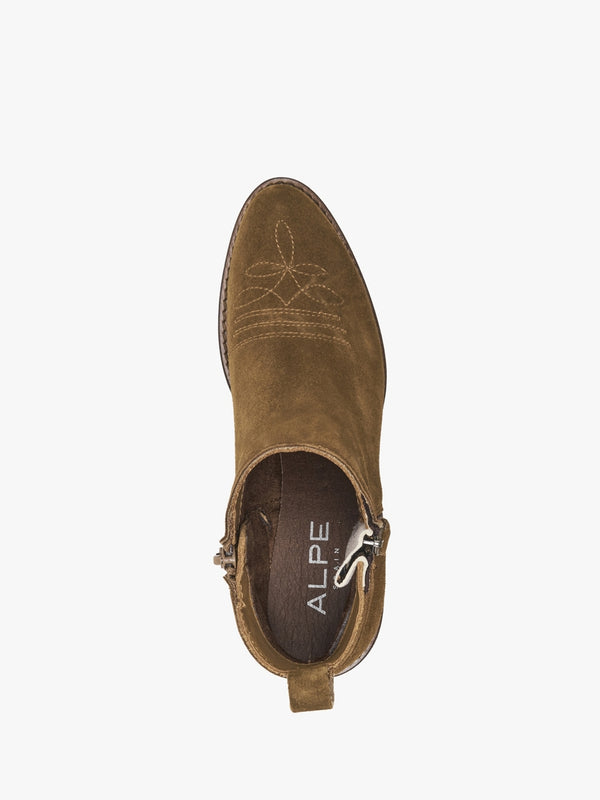 Ackie Tan Suede Western Ankle Boots