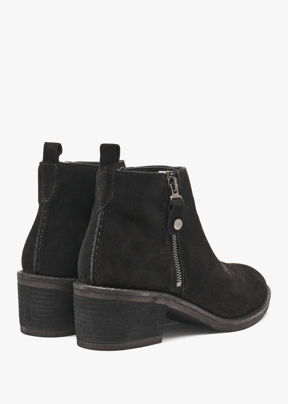 Ackie Black Suede Western Ankle Boots