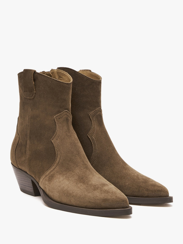 Addax Tan Suede Western Ankle Boots