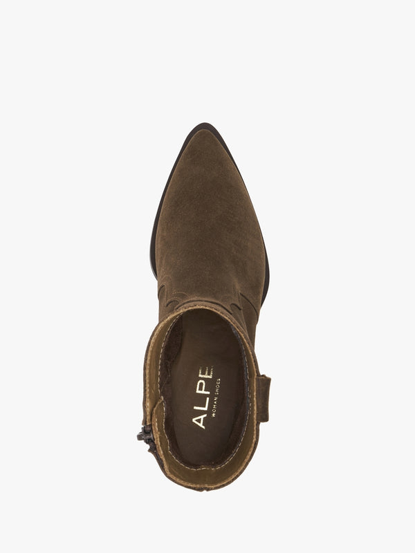 Addax Tan Suede Western Ankle Boots