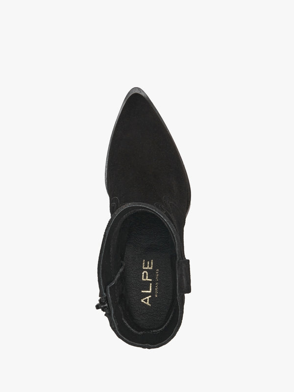 Addax Black Suede Western Ankle Boots