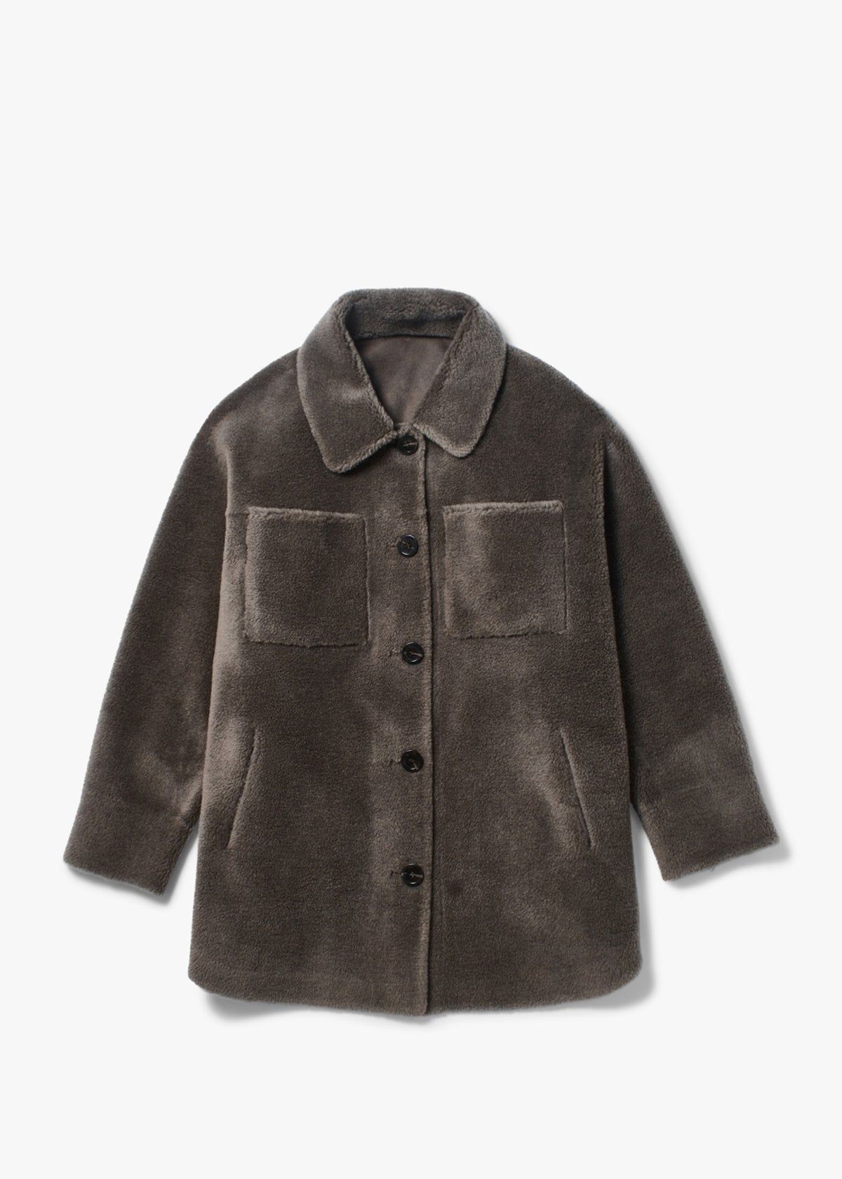 Flag Reversible Teddy Grey Shacket
