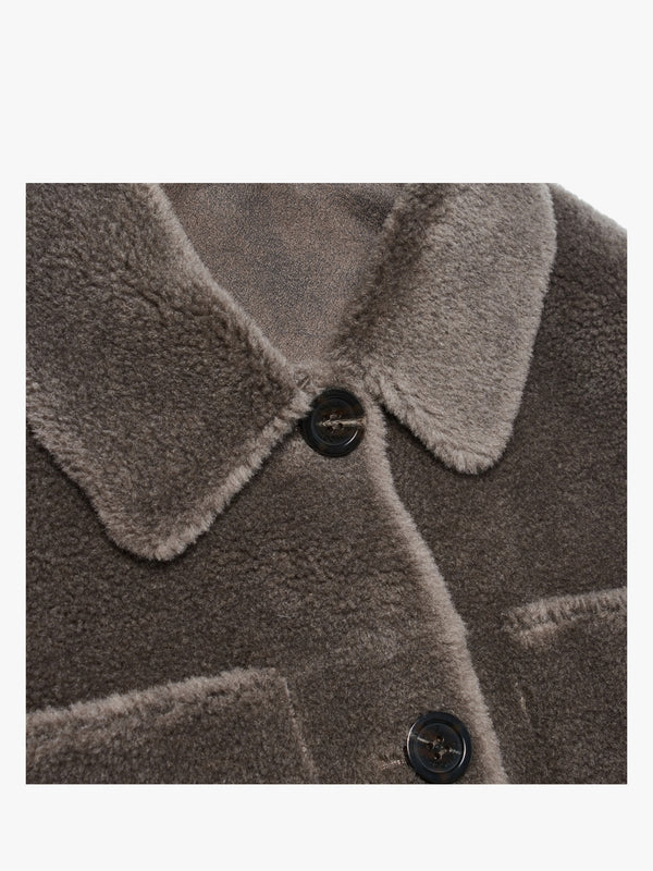 Flag Reversible Teddy Grey Shacket