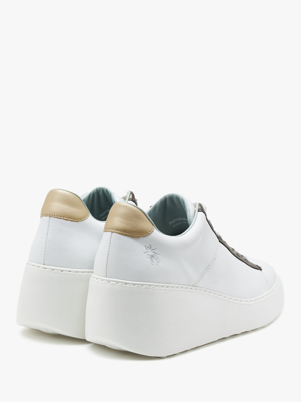 Delf White Bronze Leather Wedge Trainers
