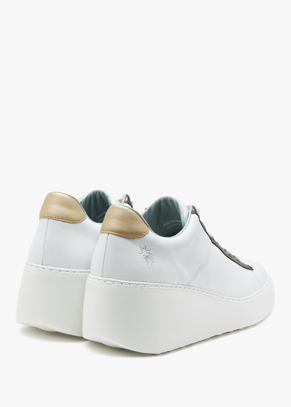 Delf White Bronze Leather Wedge Trainers