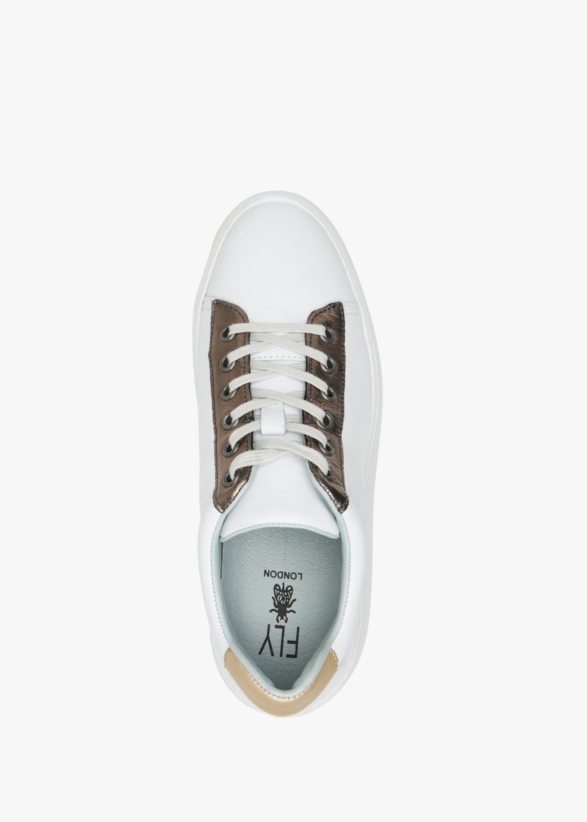 Delf White Bronze Leather Wedge Trainers