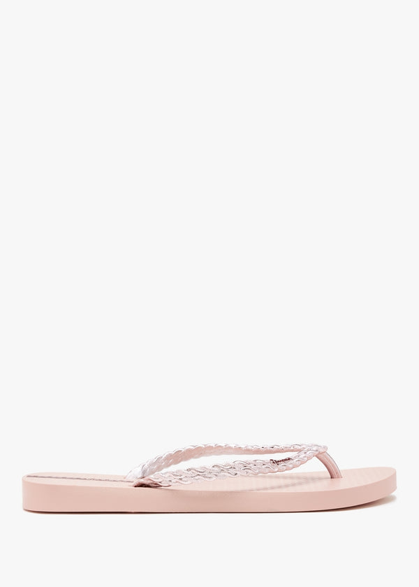 Exuberance Chrome Rose Gold Flip Flops