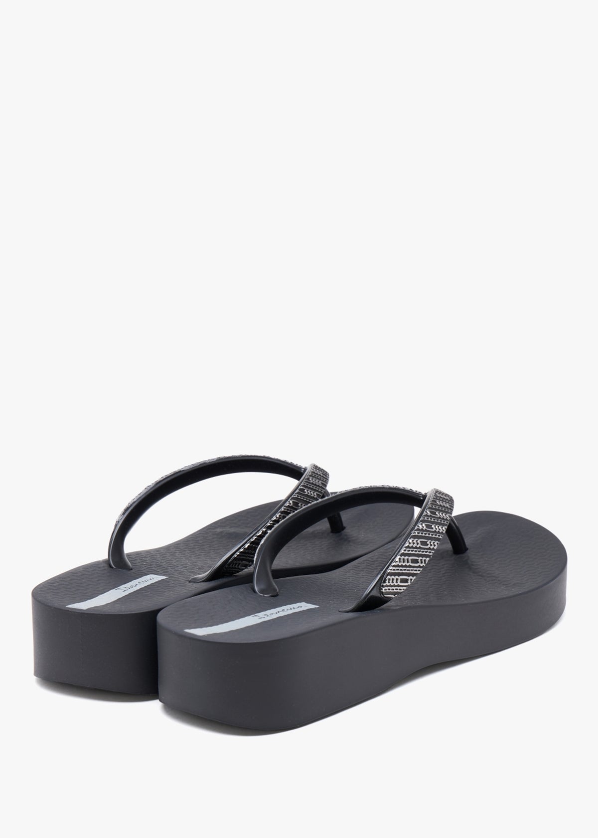 Mesh Links Black Wedge Flip Flops