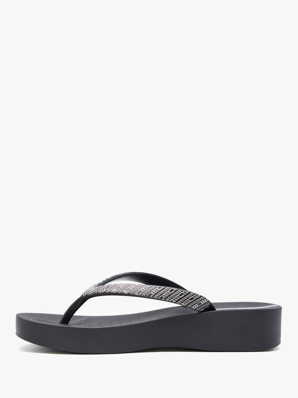 Mesh Links Black Wedge Flip Flops