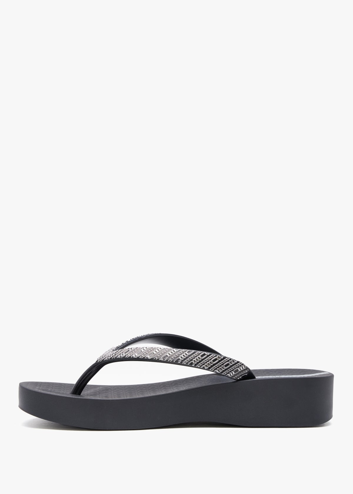 Mesh Links Black Wedge Flip Flops