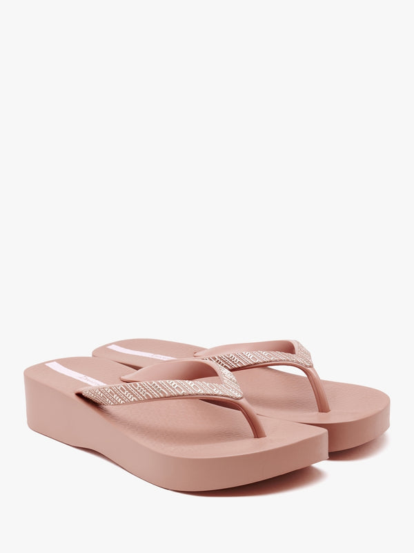 Mesh Links Blush Wedge Flip Flops