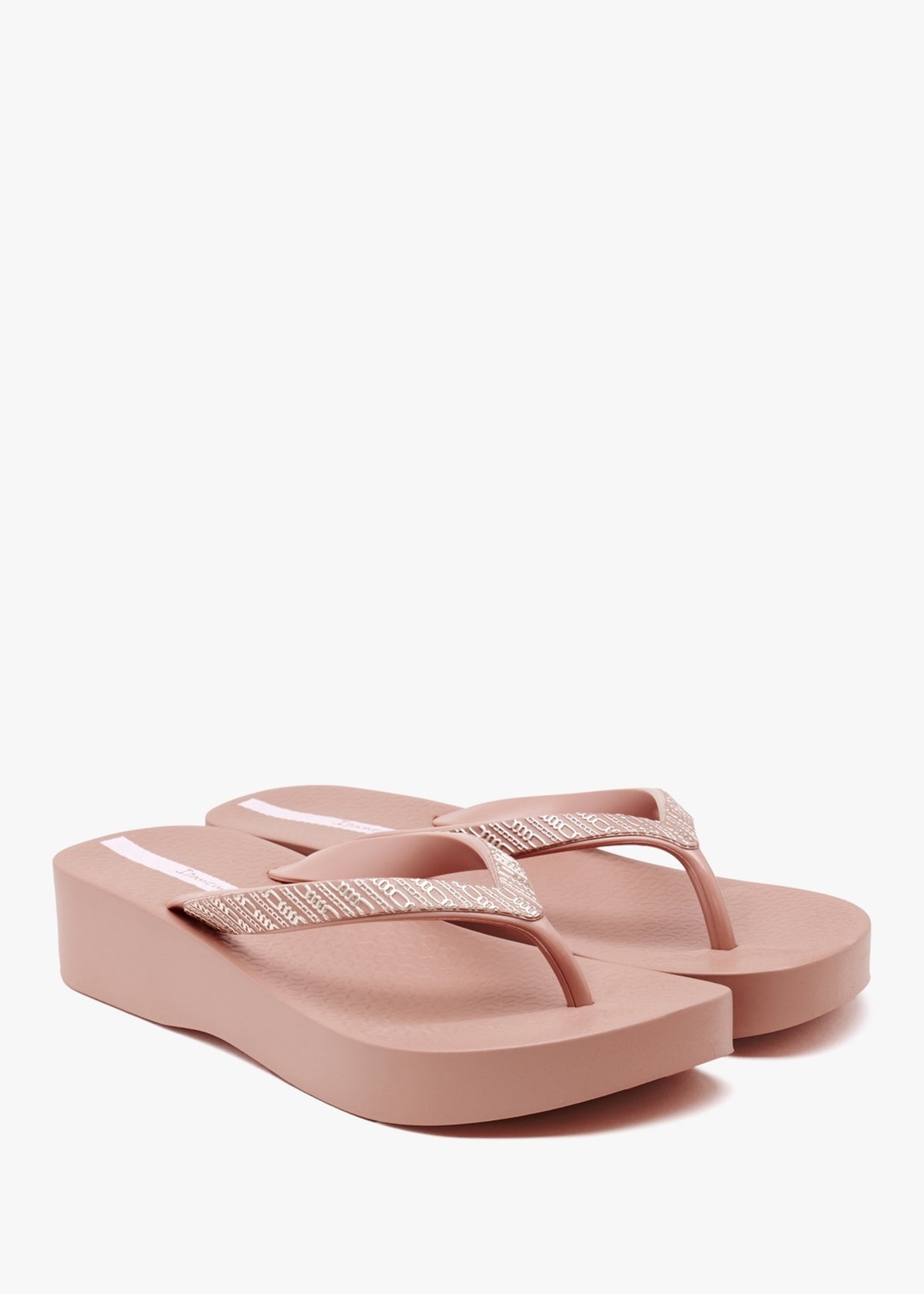 Mesh Links Blush Wedge Flip Flops