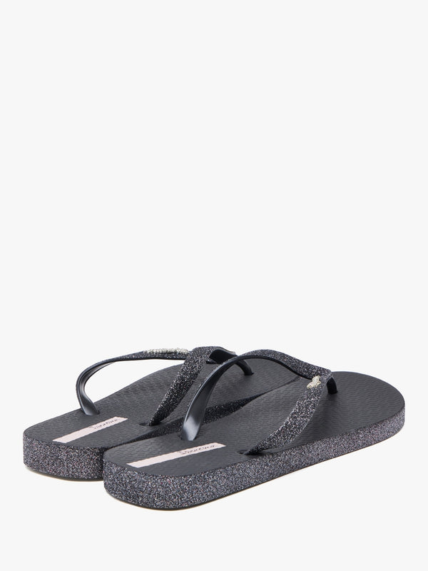 Max Glow Glitter Black Flip Flops