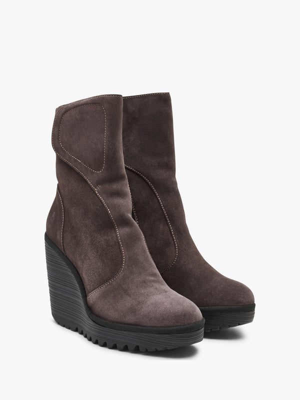 Dally Anthracite Suede High Wedge Ankle Boots