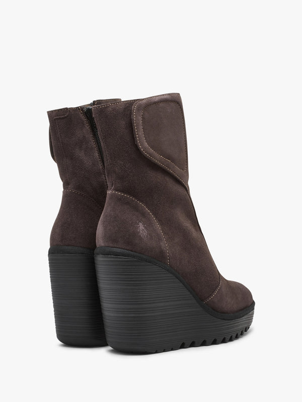 Dally Anthracite Suede High Wedge Ankle Boots