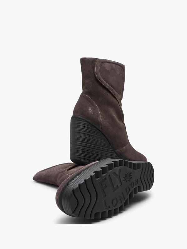 Dally Anthracite Suede High Wedge Ankle Boots