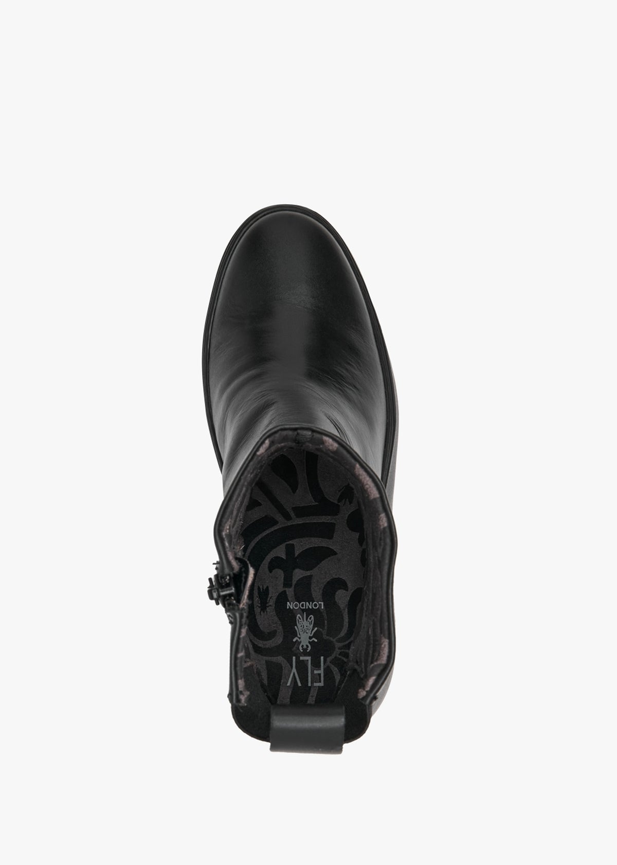 Doxe Black Leather & Patent Wedge Ankle Boots