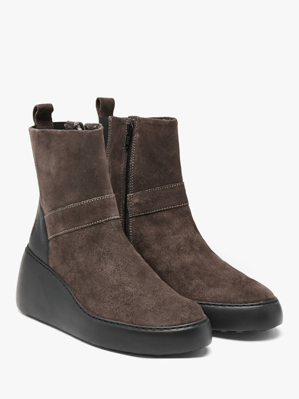 Doxe Anthracite Black Suede Wedge Ankle Boots
