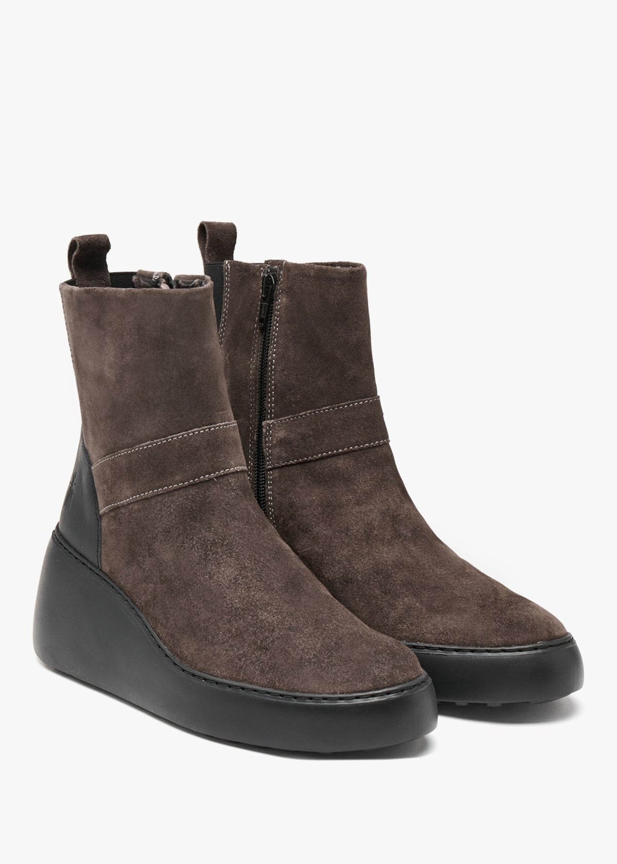 Doxe Anthracite Black Suede Wedge Ankle Boots