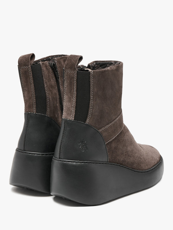 Doxe Anthracite Black Suede Wedge Ankle Boots