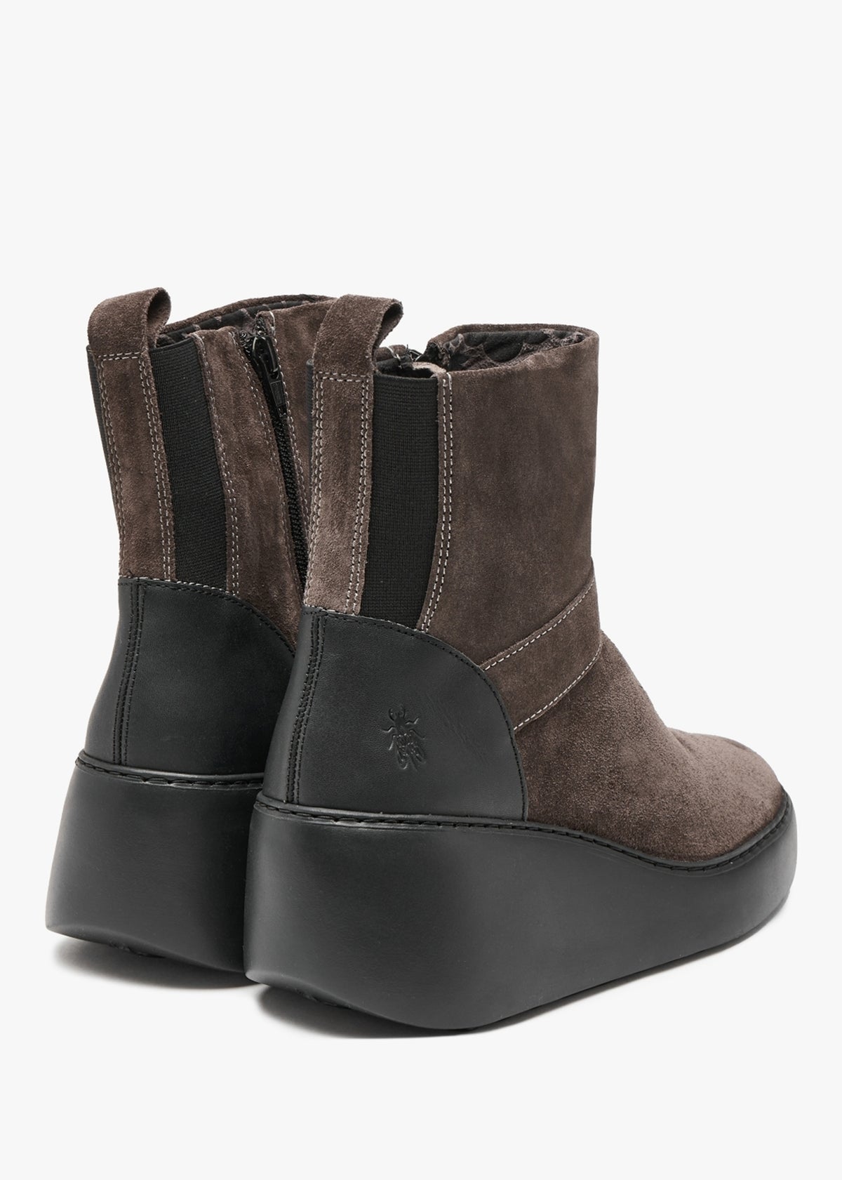 Doxe Anthracite Black Suede Wedge Ankle Boots