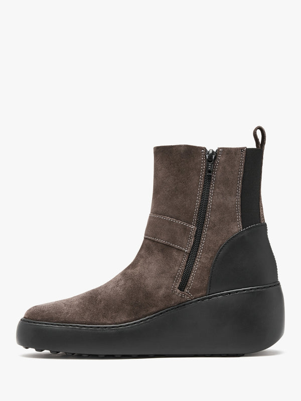 Doxe Anthracite Black Suede Wedge Ankle Boots
