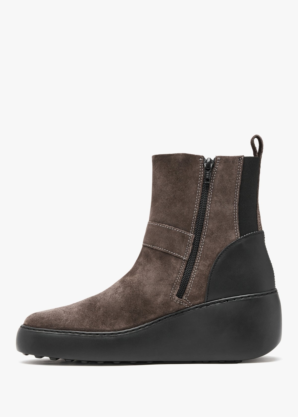 Doxe Anthracite Black Suede Wedge Ankle Boots