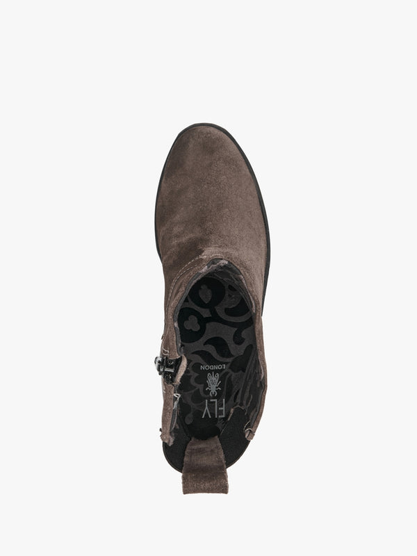 Doxe Anthracite Black Suede Wedge Ankle Boots