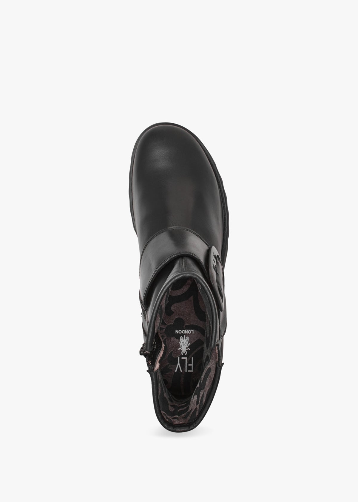 Rily Black Leather Buckle Ankle Boots