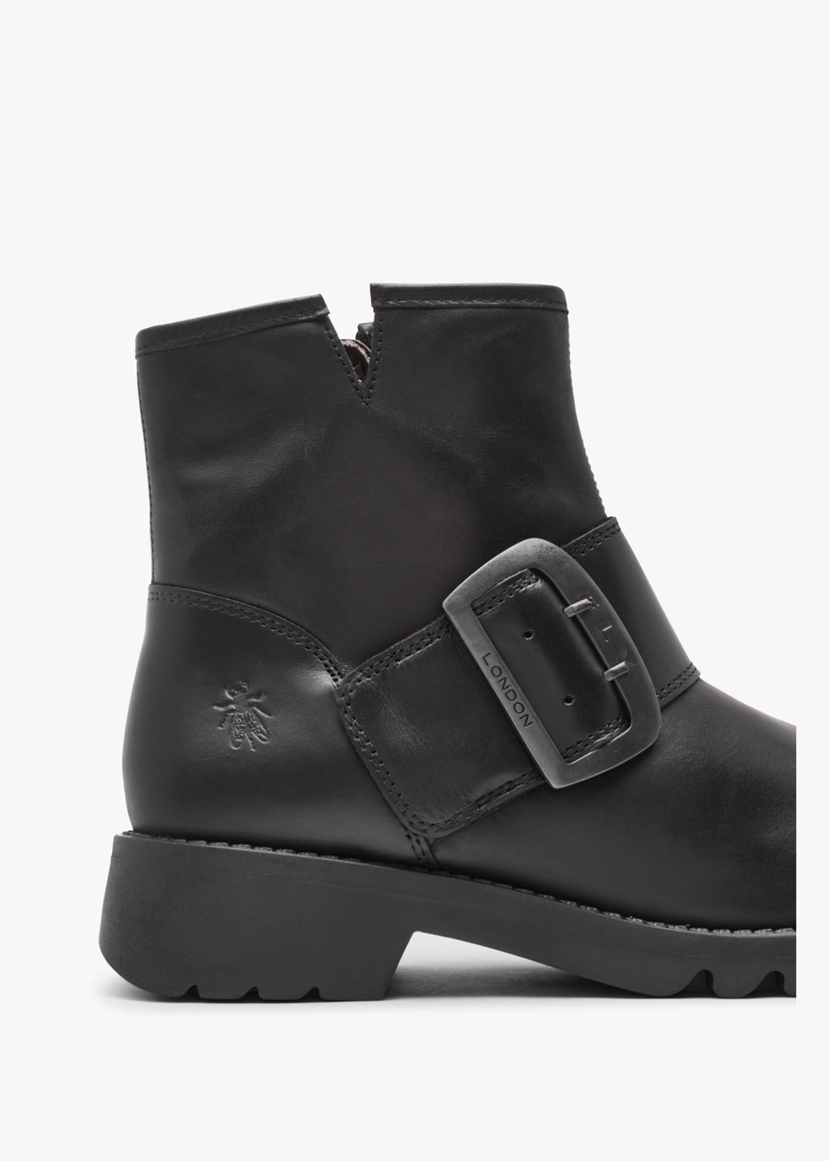 Rily Black Leather Buckle Ankle Boots