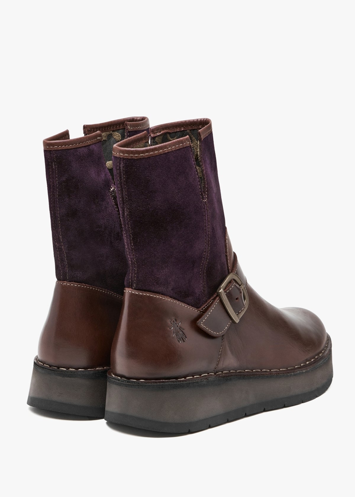 Ruth Purple Leather & Suede Chunky Ankle Boots