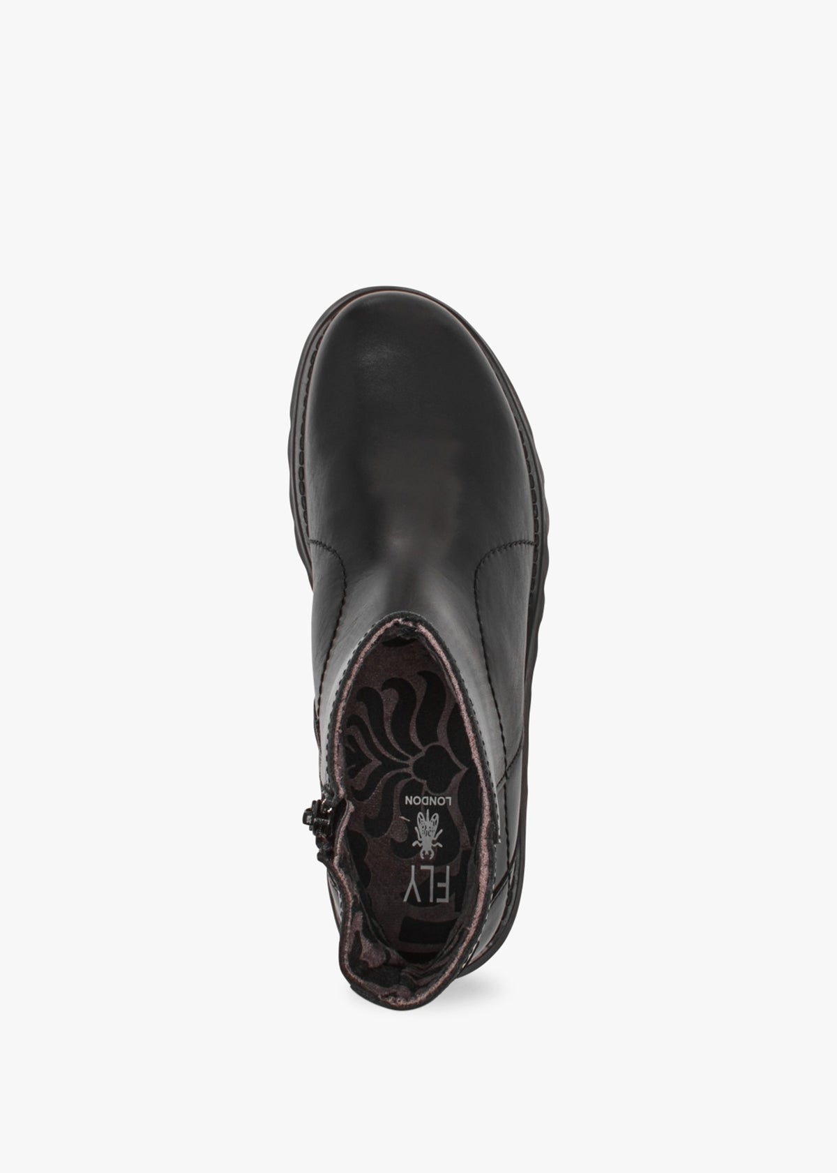 Sagu Black Leather Low Wedge Ankle Boots