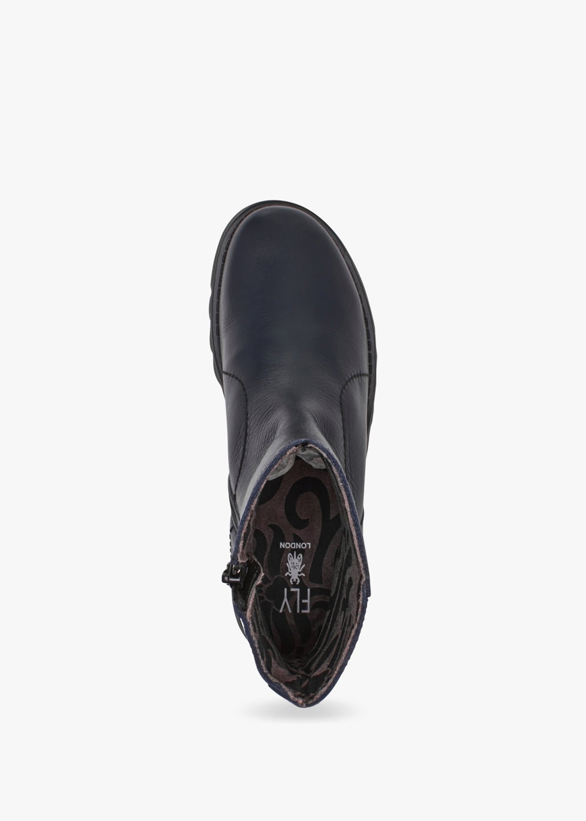 Sagu Navy Leather Low Wedge Ankle Boots