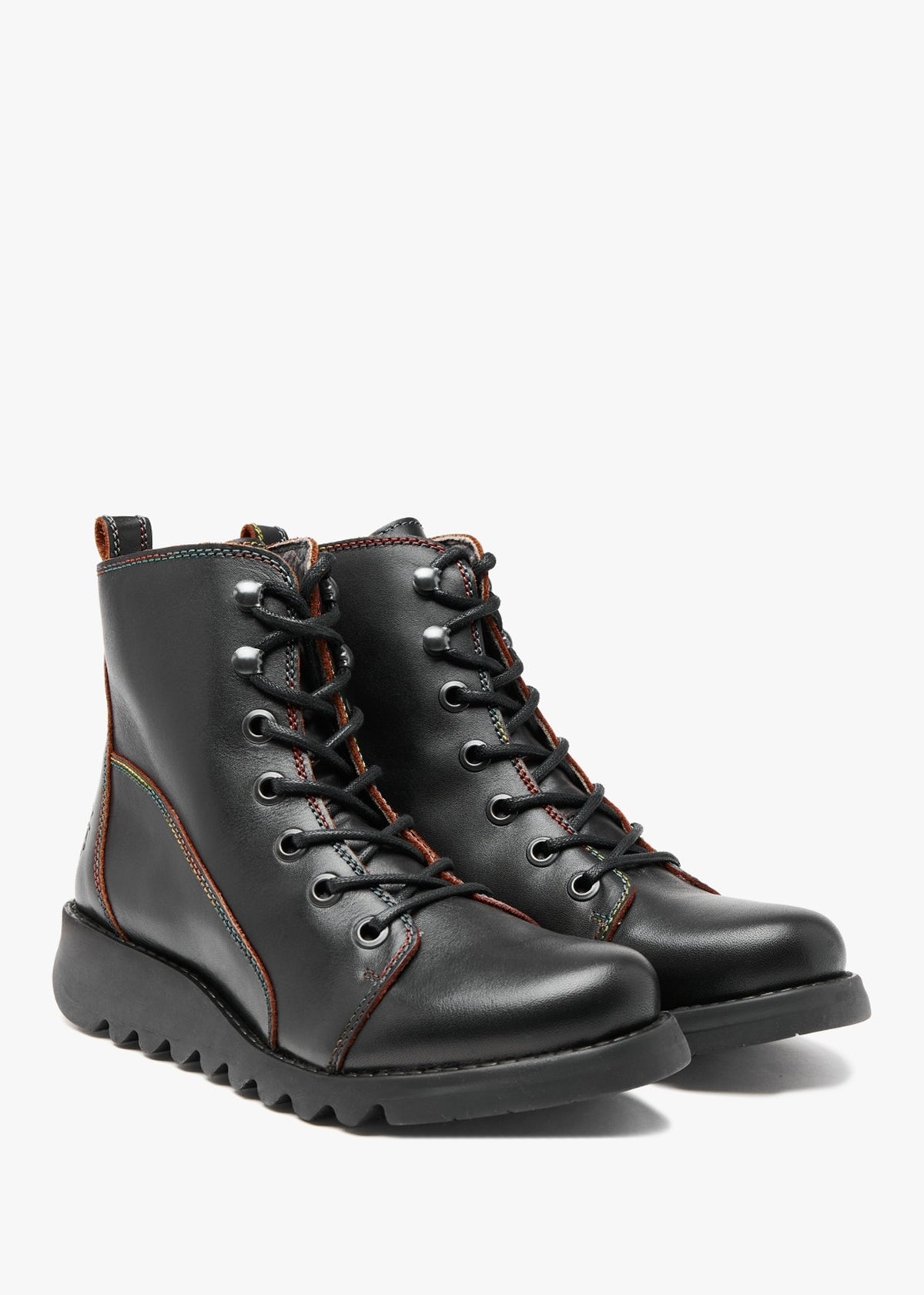 Sore Black Red Leather Ankle Boots