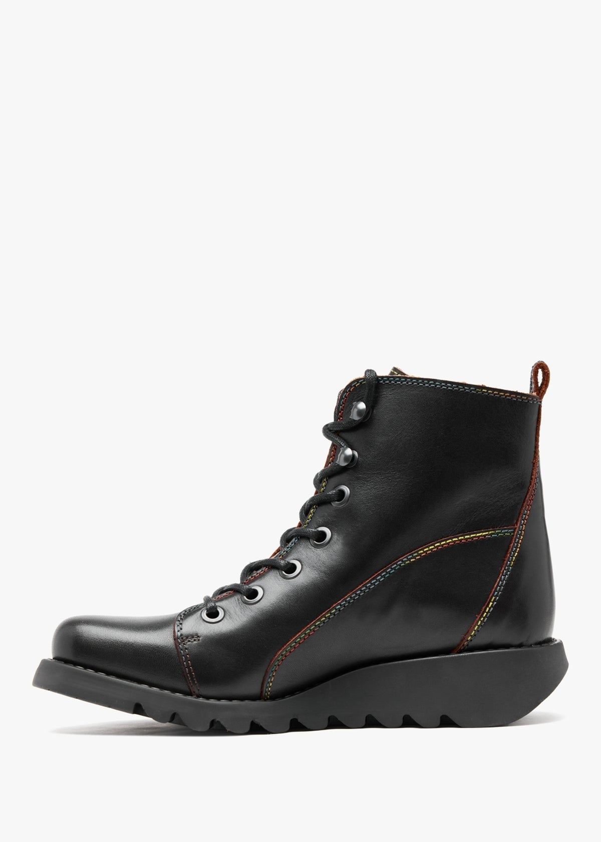 Sore Black Red Leather Ankle Boots