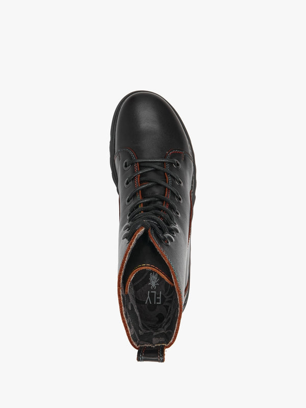 Sore Black Red Leather Ankle Boots