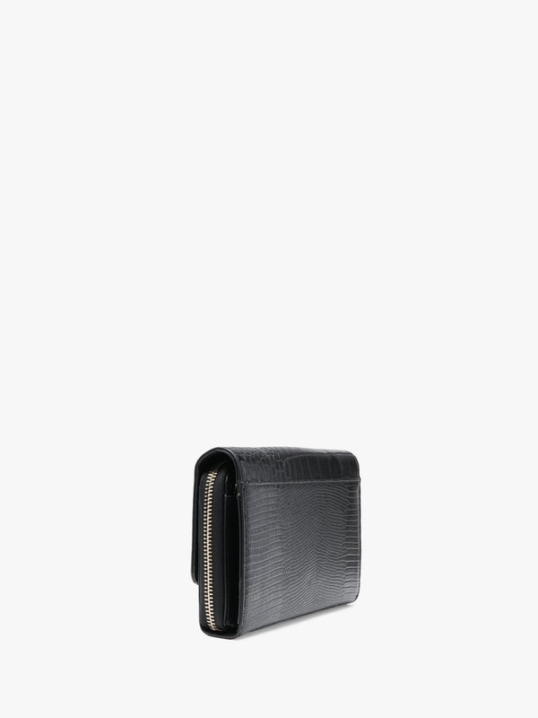 Abby Black Moc Croc Purse On A Chain