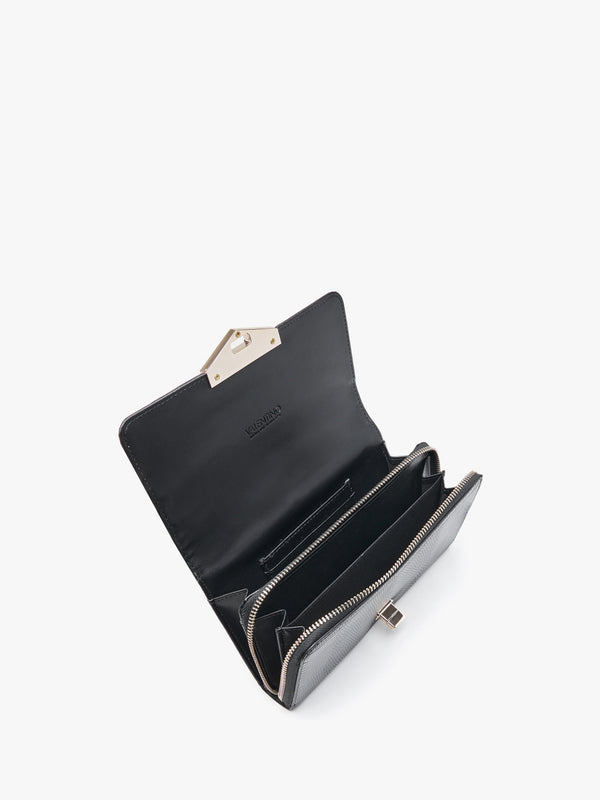 Abby Black Moc Croc Purse On A Chain