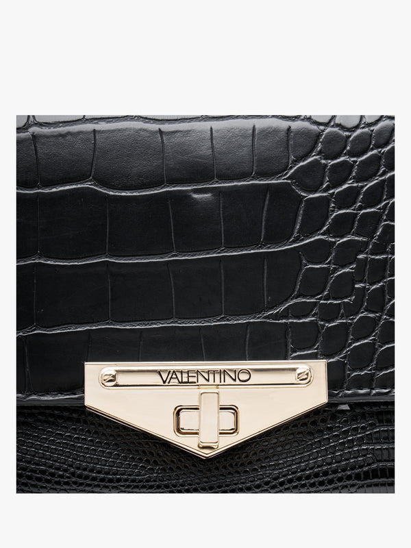 Abby Black Moc Croc Purse On A Chain