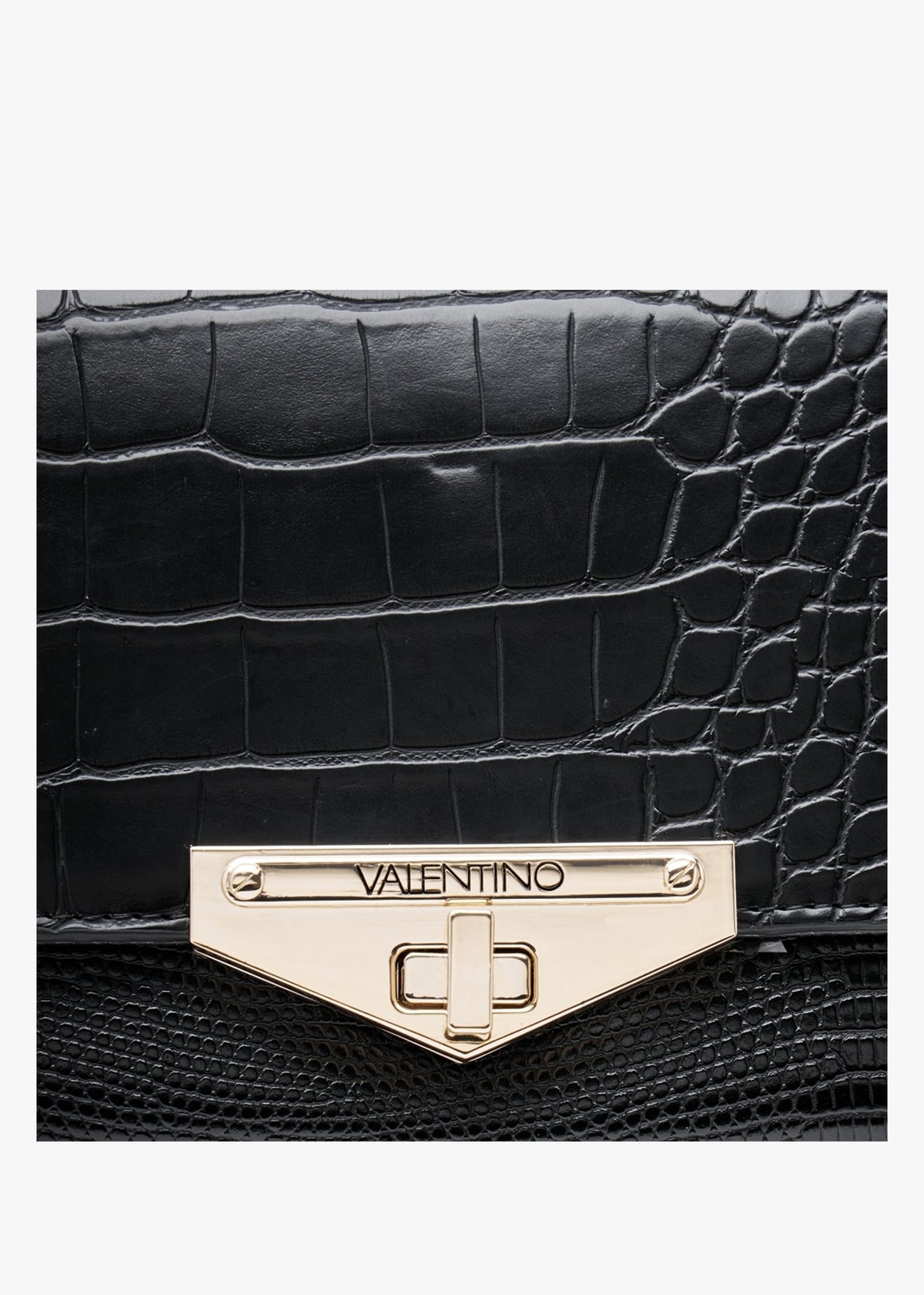 Abby Black Moc Croc Purse On A Chain