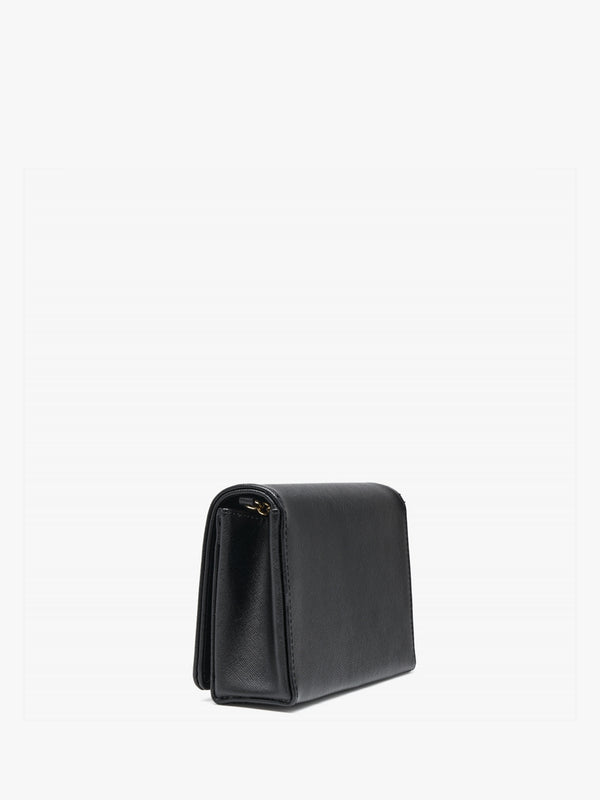 Flapover Black Chain Strap Shoulder Bag