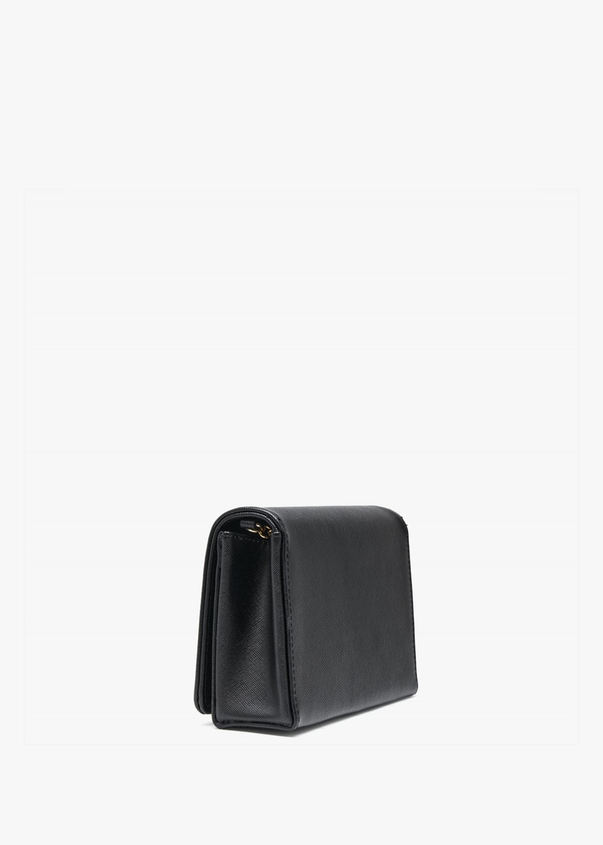 Flapover Black Chain Strap Shoulder Bag