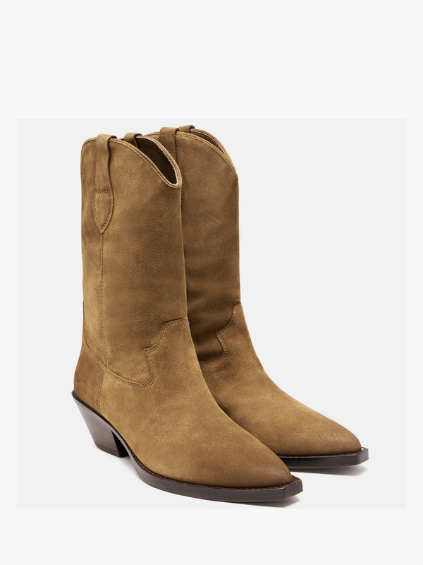 Dalton Tan Suede Western Calf Boots