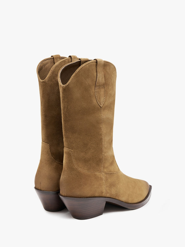 Dalton Tan Suede Western Calf Boots