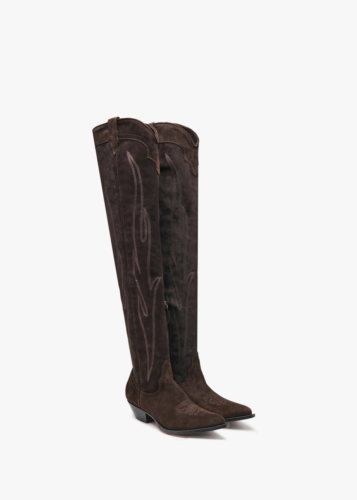 Hermosa Brown Suede Western Over The Knee Boots