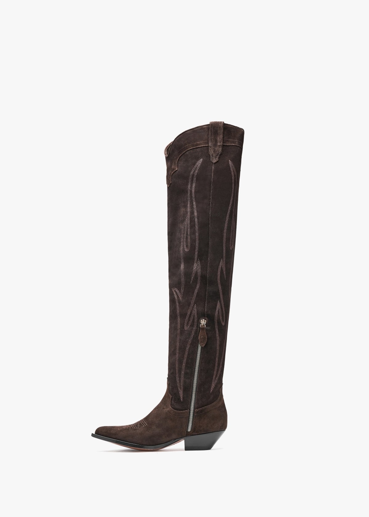 Hermosa Brown Suede Western Over The Knee Boots
