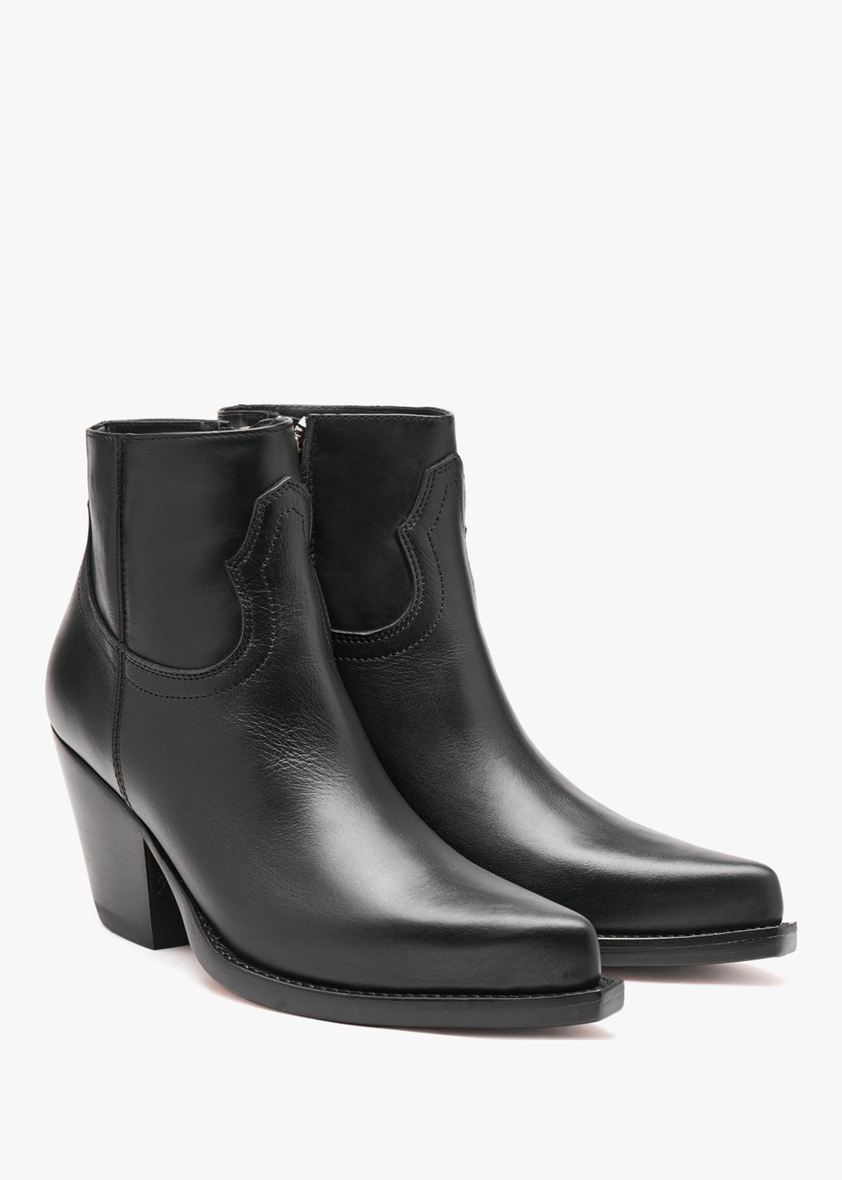 Jalapeno Belt Black Leather Western Ankle Boots