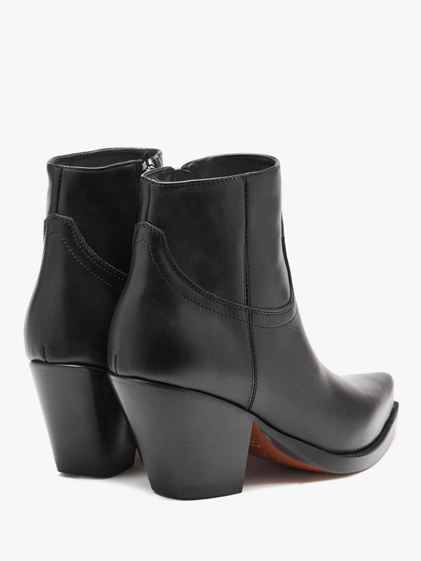 Jalapeno Belt Black Leather Western Ankle Boots