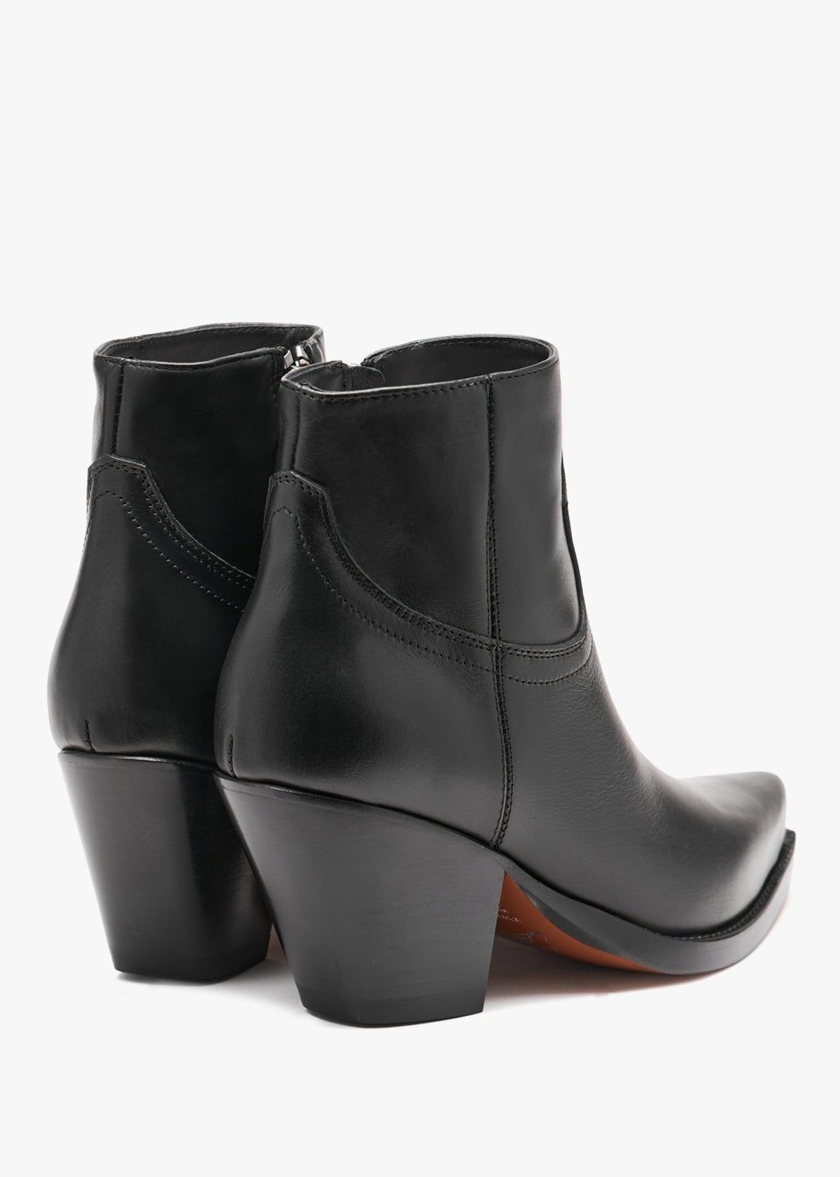 Jalapeno Belt Black Leather Western Ankle Boots