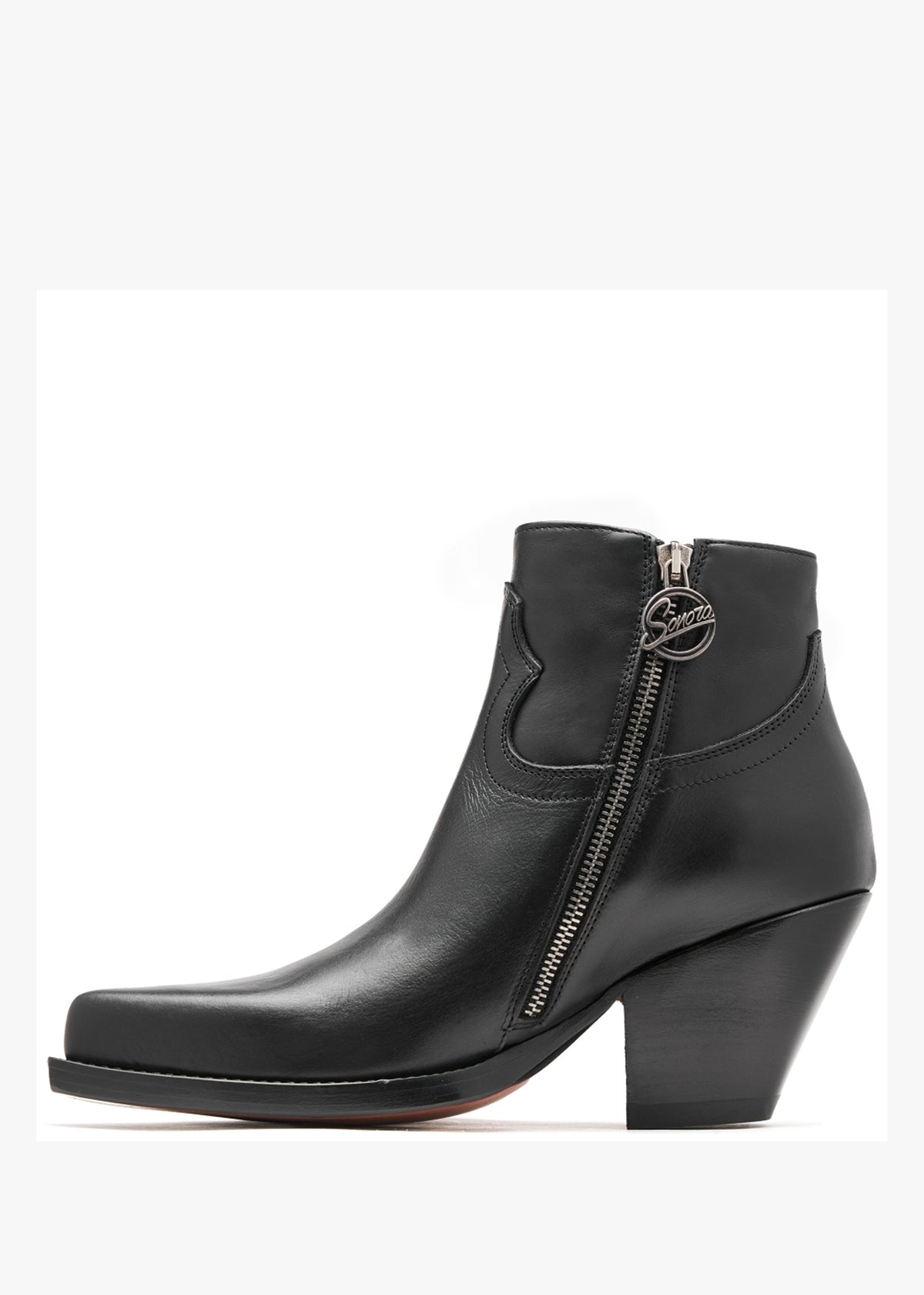 Jalapeno Belt Black Leather Western Ankle Boots